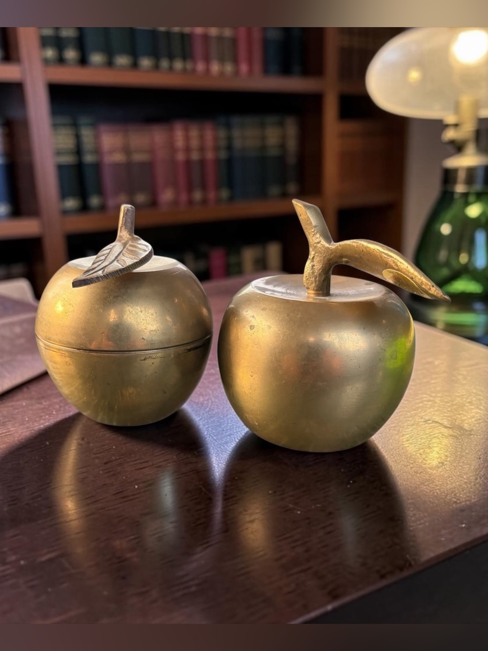 BRASS APPLE BELL & TRINKET BOX- SET OF 2